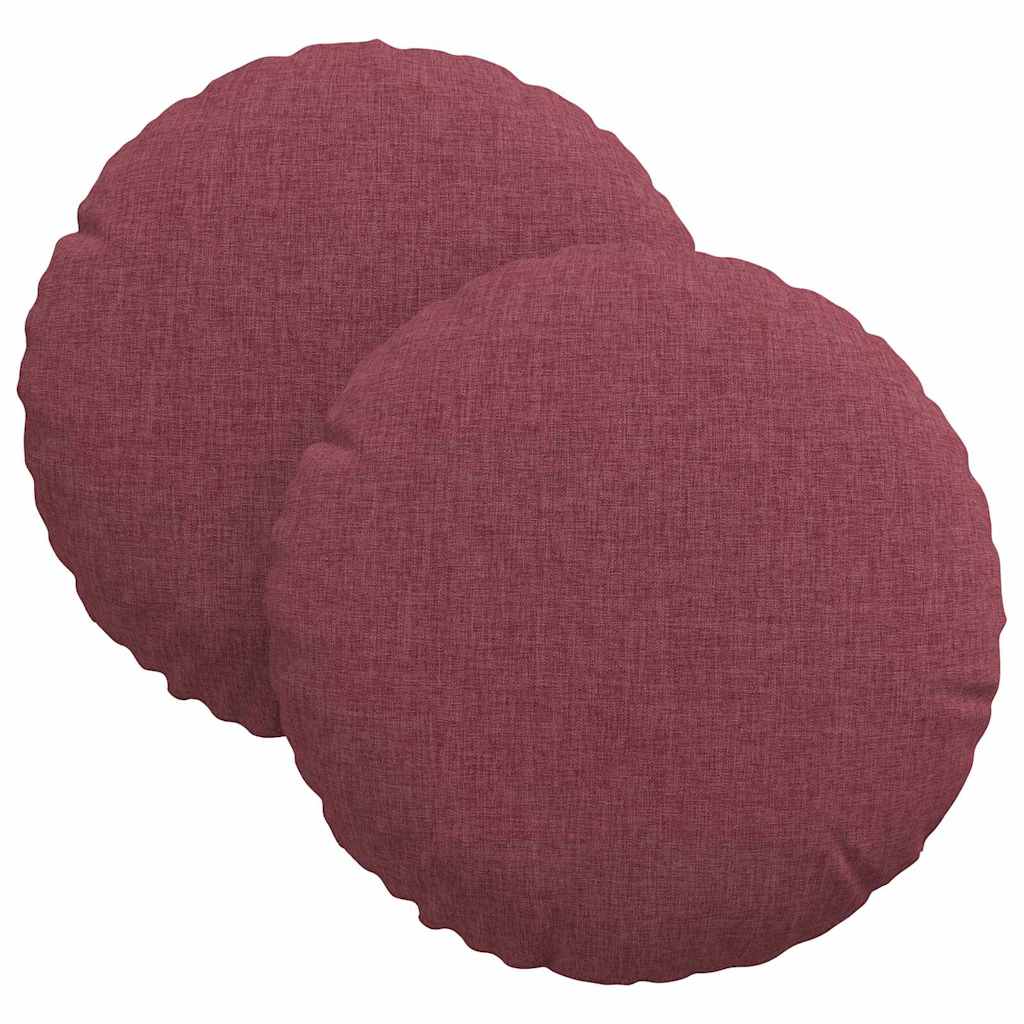 Seat cushions 2 pcs Wine red Ø30 x 13 cm Fabric
