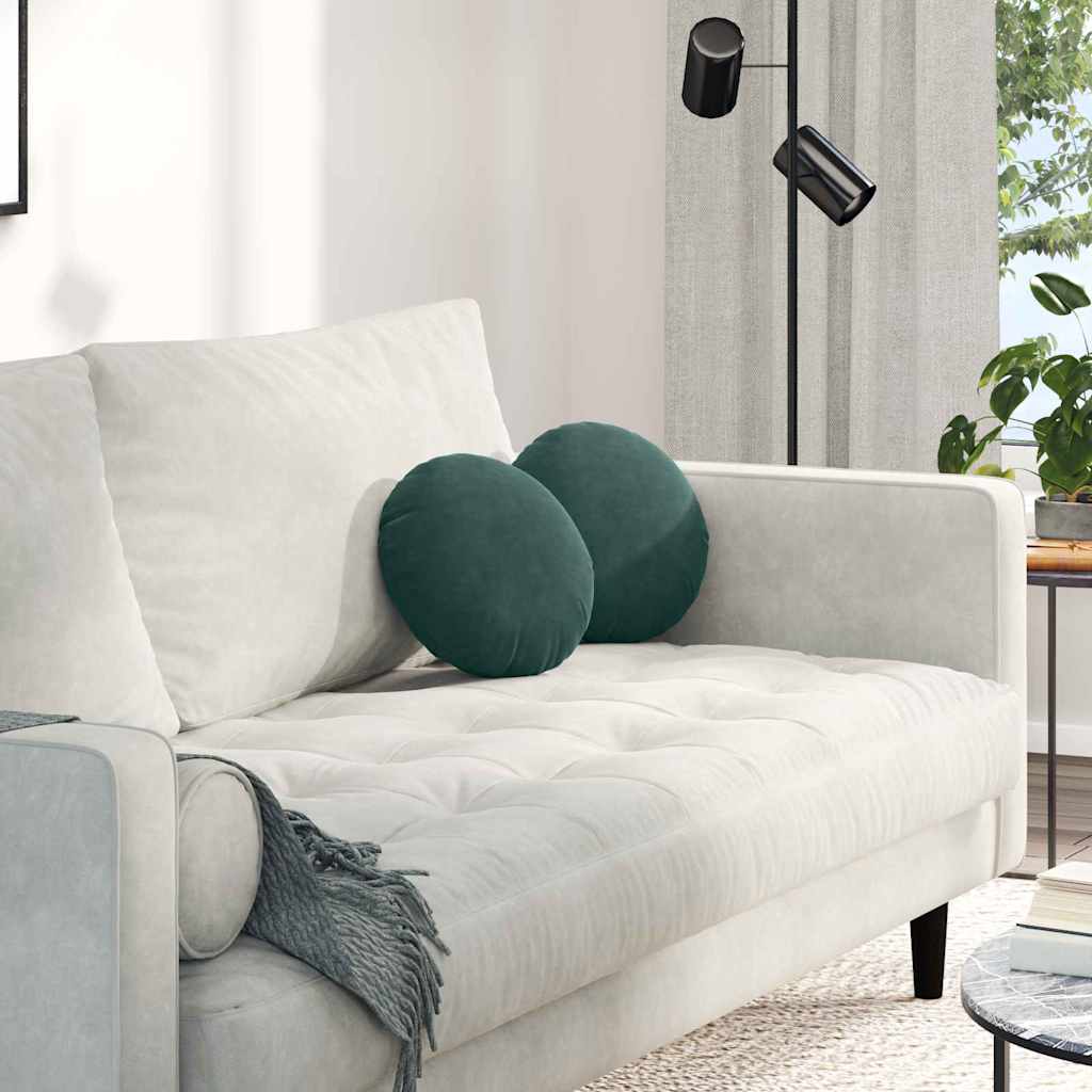 Coussins de chaise 2 pièces vert foncé Ø 30 x 13 cm velours