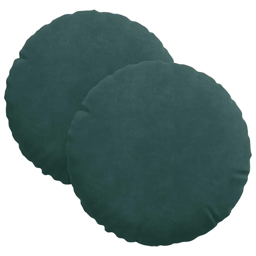 Coussins de chaise 2 pièces vert foncé Ø 30 x 13 cm velours