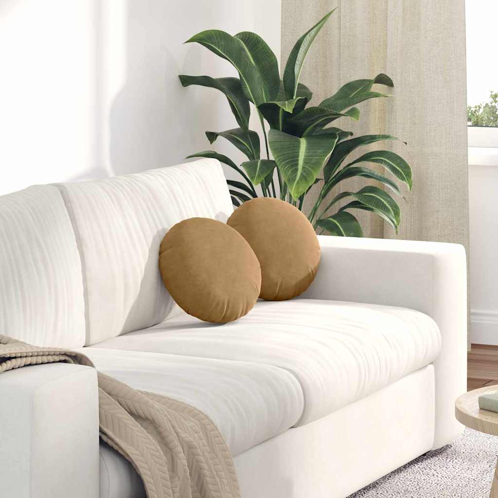 Seat Cushions 2 Pieces Brown Ø 30 x 13 cm Velvet