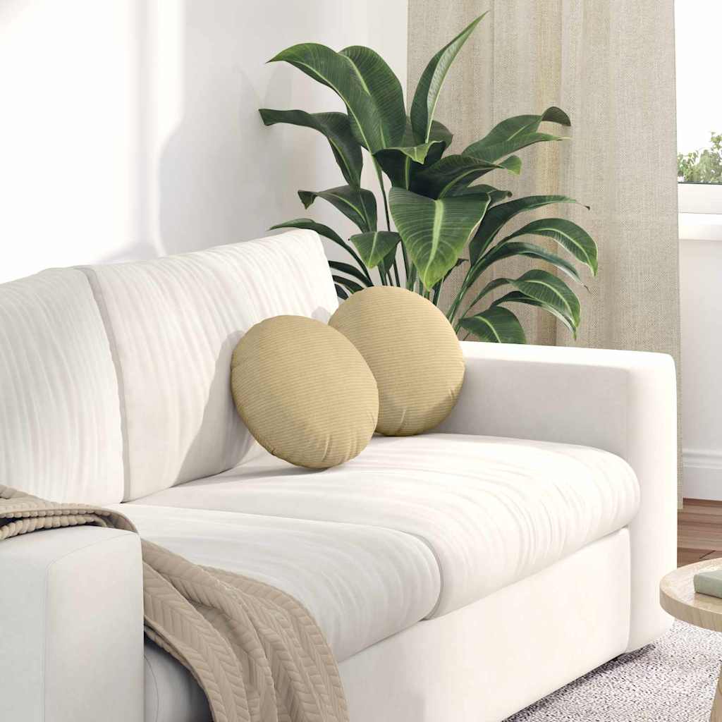 Coussins d'assise 2 pcs Gris-vert Ø 30 cm Tissu côtelé