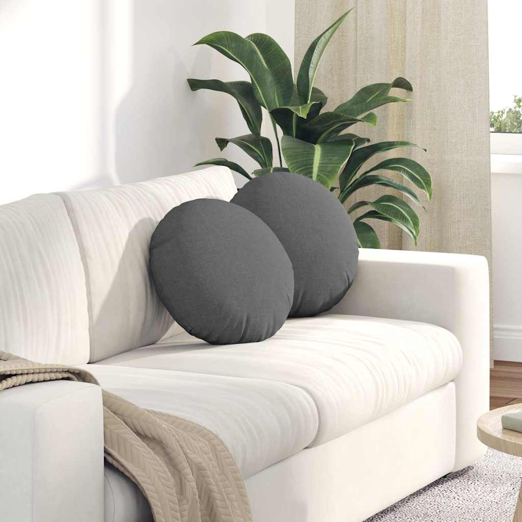 Coussins de chaise 2 pcs Gris foncé Ø40 x 13 cm Tissu