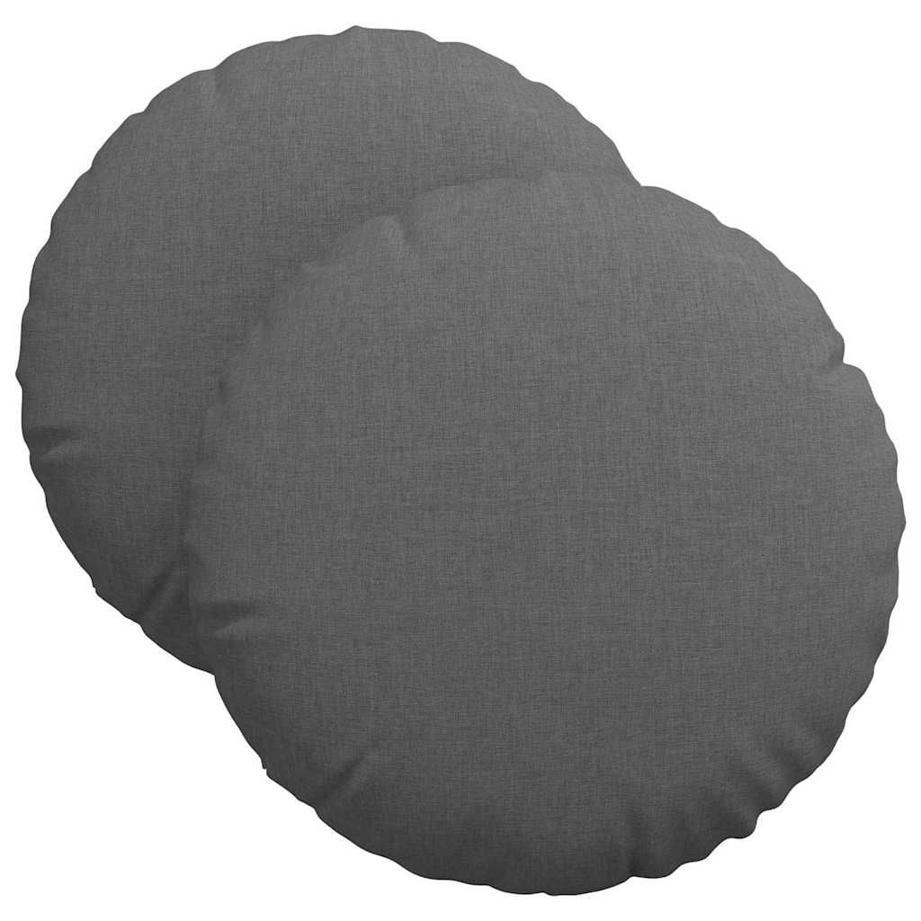 Coussins de chaise 2 pcs Gris foncé Ø40 x 13 cm Tissu