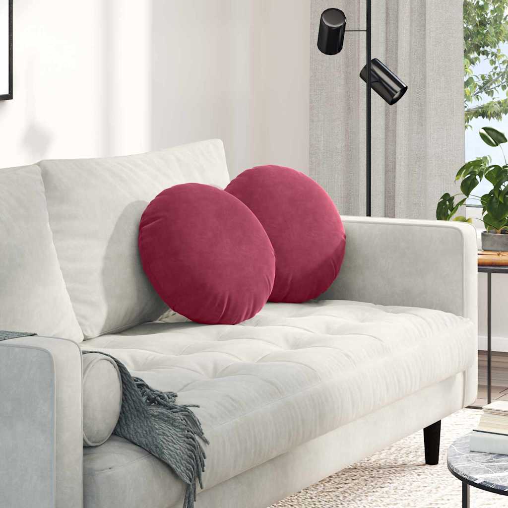 Coussins de chaise 2 pièces Lie de vin Ø 40 x 13 cm Velours