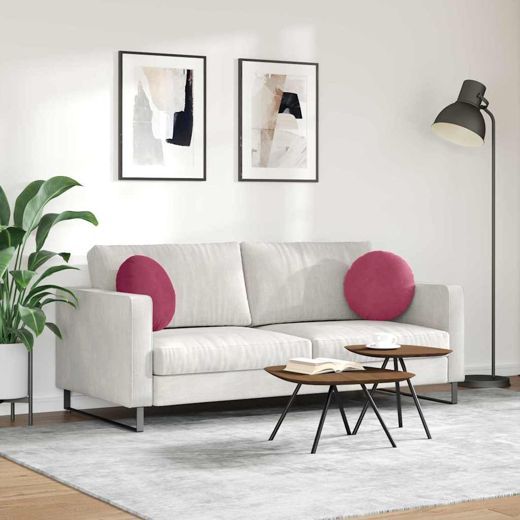 Coussins de chaise 2 pièces Lie de vin Ø 40 x 13 cm Velours