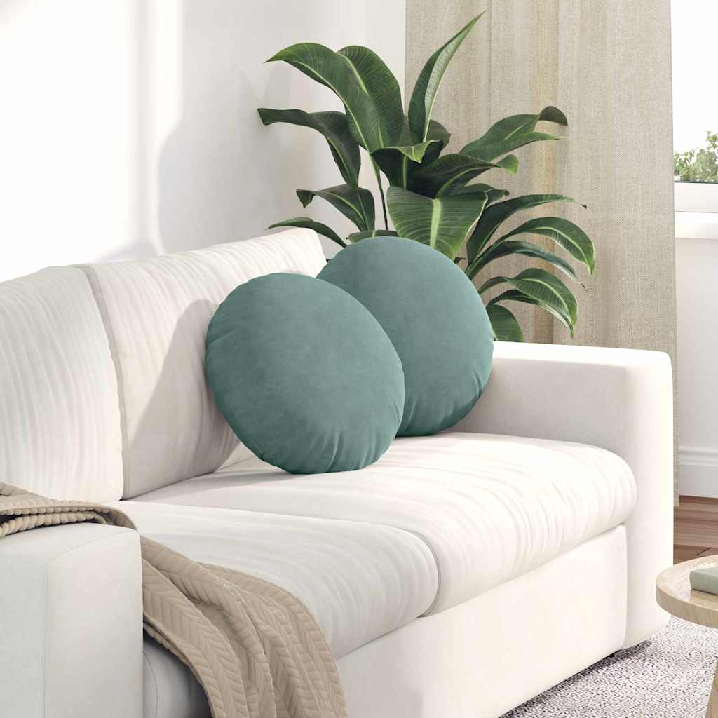 Coussins de chaise 2 pièces vert mer Ø 40 x 13 cm velours