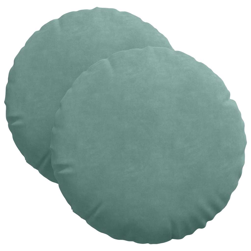 Coussins de chaise 2 pièces vert mer Ø 40 x 13 cm velours