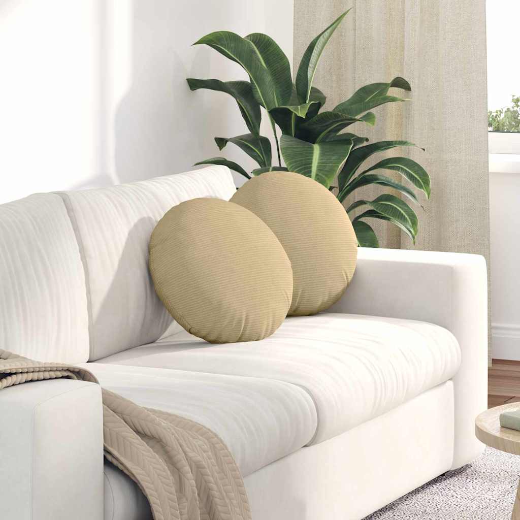 Coussins d'assise 2 pcs Gris-vert Ø 40 cm Velours côtelé