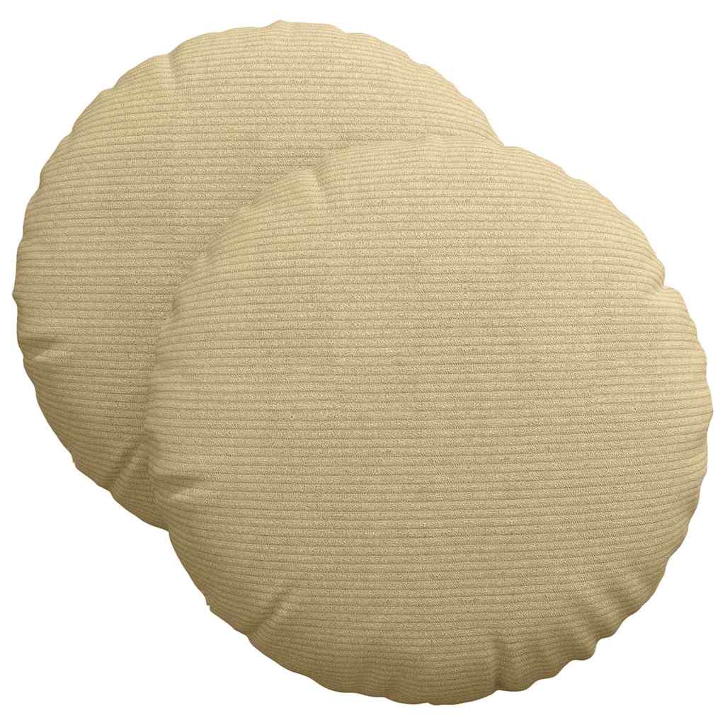 Coussins d'assise 2 pcs Gris-vert Ø 40 cm Velours côtelé