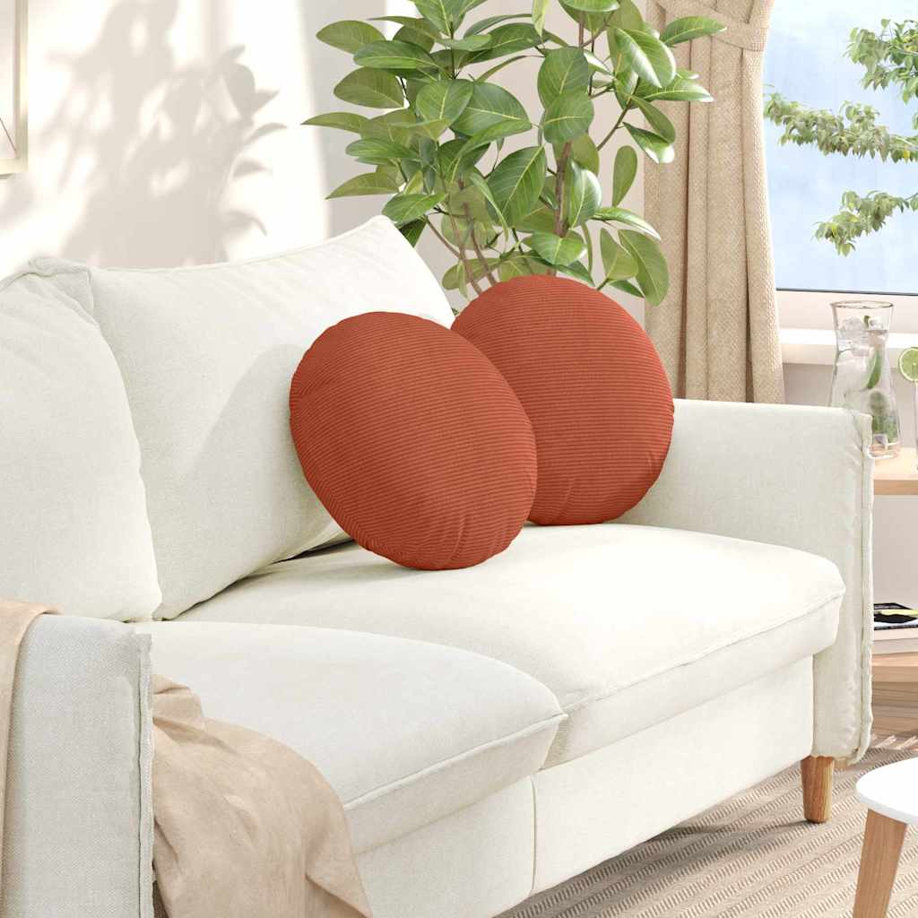 Coussins de chaise 2 pcs Rouge-Orange Ø 40 cm Velours côtelé