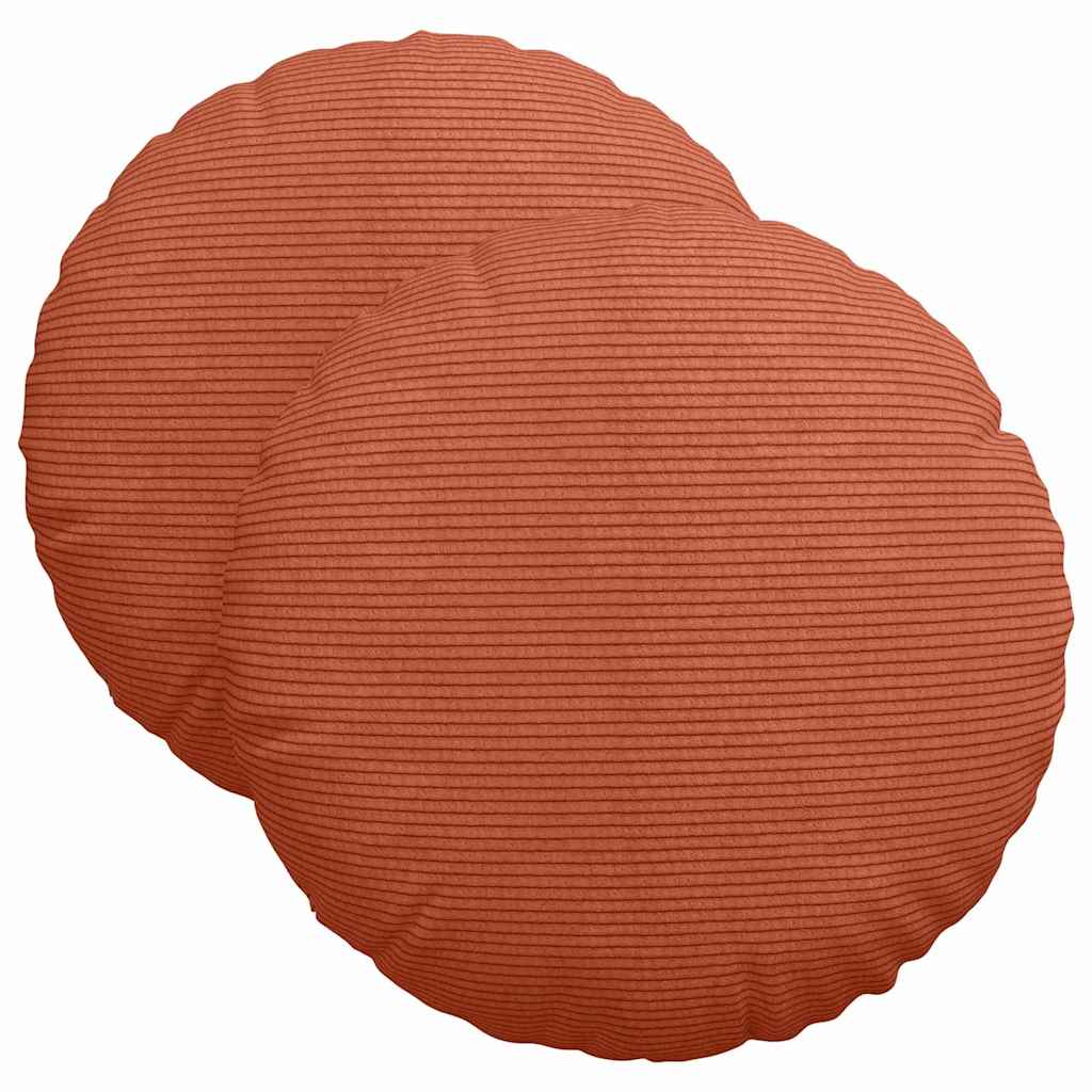 Coussins de chaise 2 pcs Rouge-Orange Ø 40 cm Velours côtelé