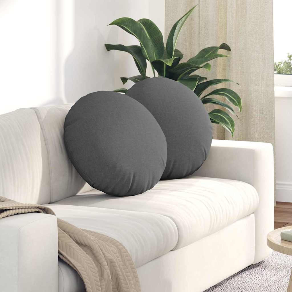 Seat Cushions 2 pcs Dark Gray Ø50 x 19 cm Fabric