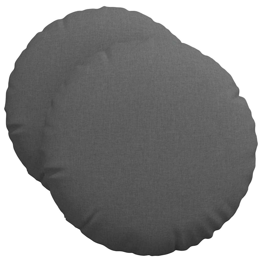 Seat Cushions 2 pcs Dark Gray Ø50 x 19 cm Fabric