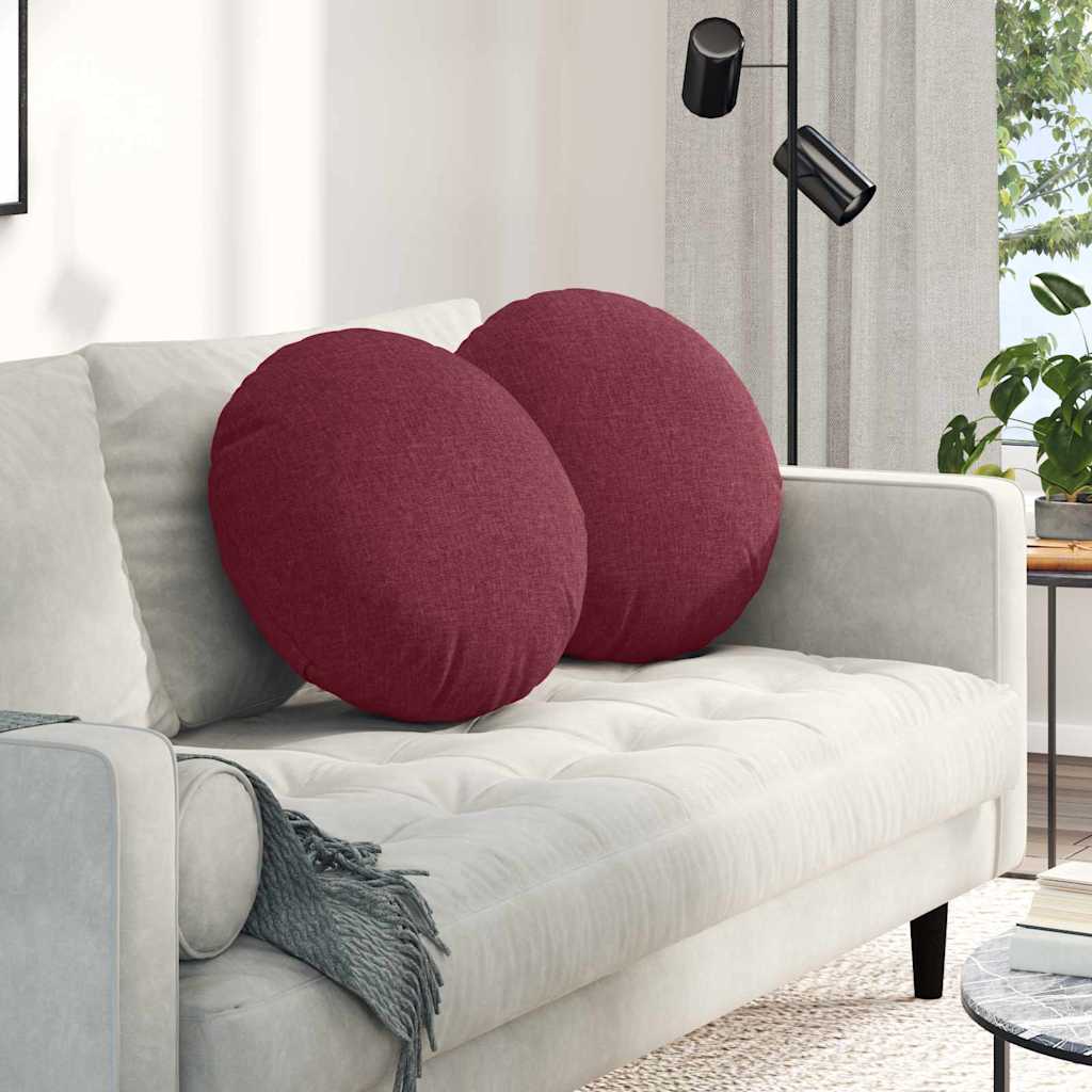 Seat Cushions 2 pcs Wine Red Ø50 x 19 cm Fabric