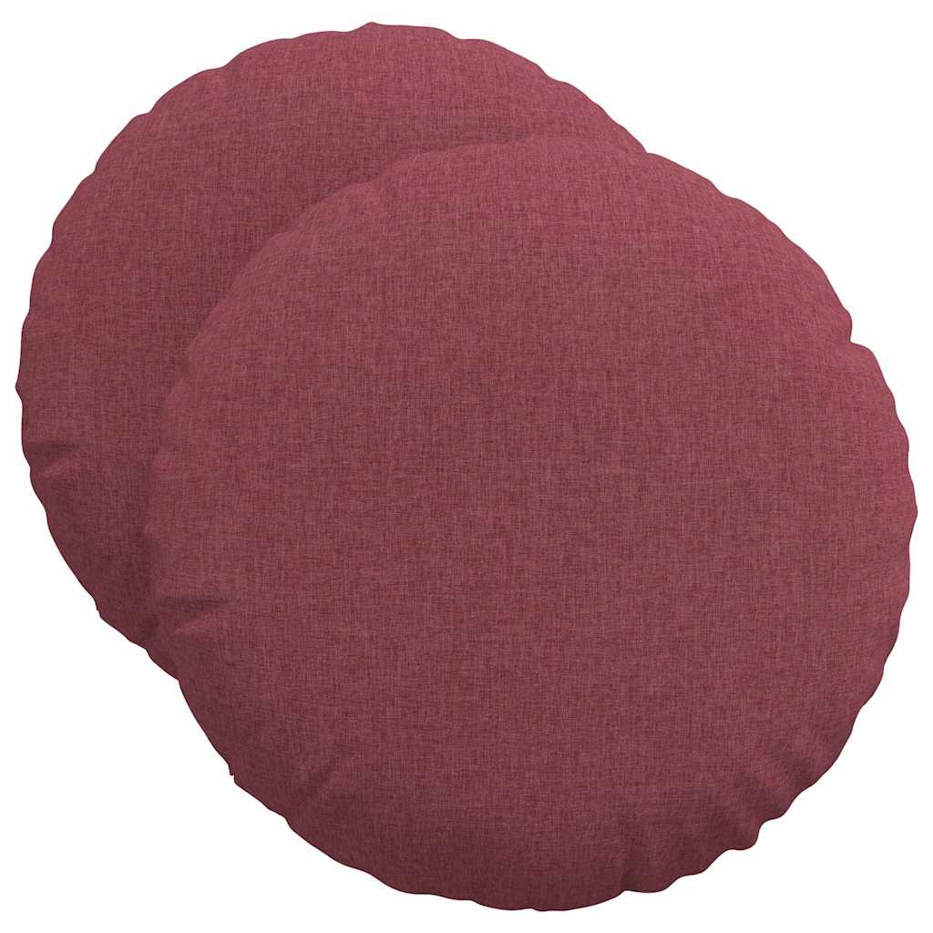 Seat Cushions 2 pcs Wine Red Ø50 x 19 cm Fabric