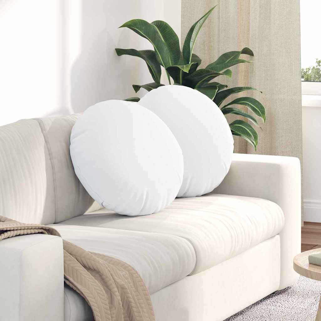 Seat Cushion 2 pcs White Ø50 x 19 cm Fabric