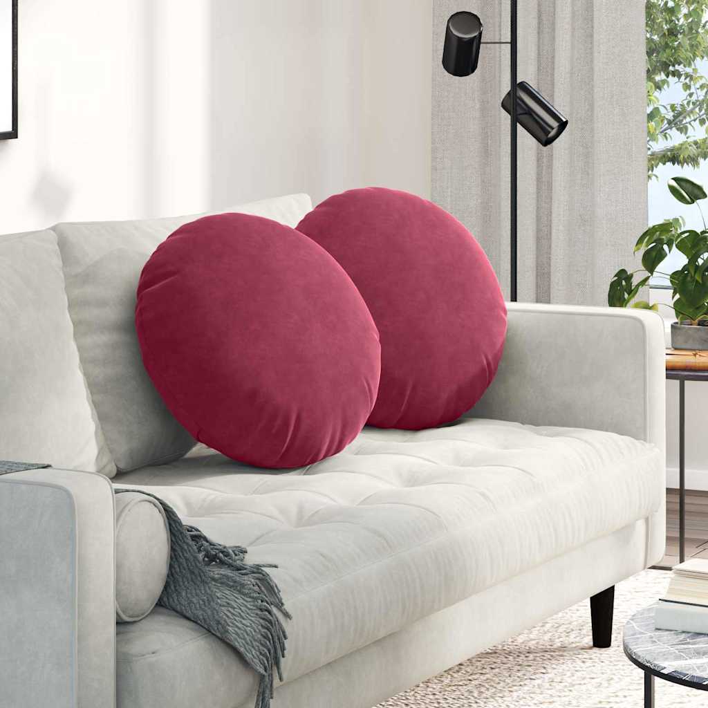 Coussins de chaise 2 pièces Lie de vin Ø 50 x 19 cm Velours