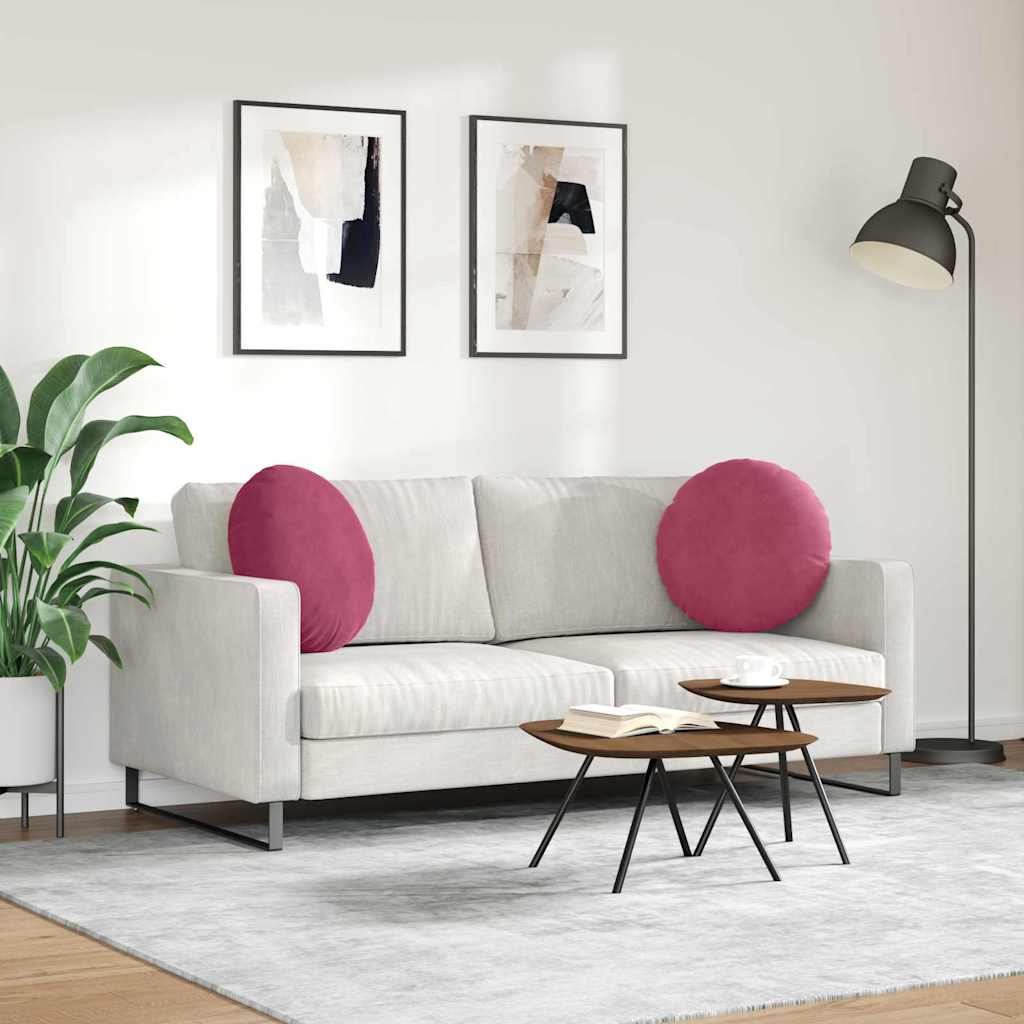 Coussins de chaise 2 pièces Lie de vin Ø 50 x 19 cm Velours
