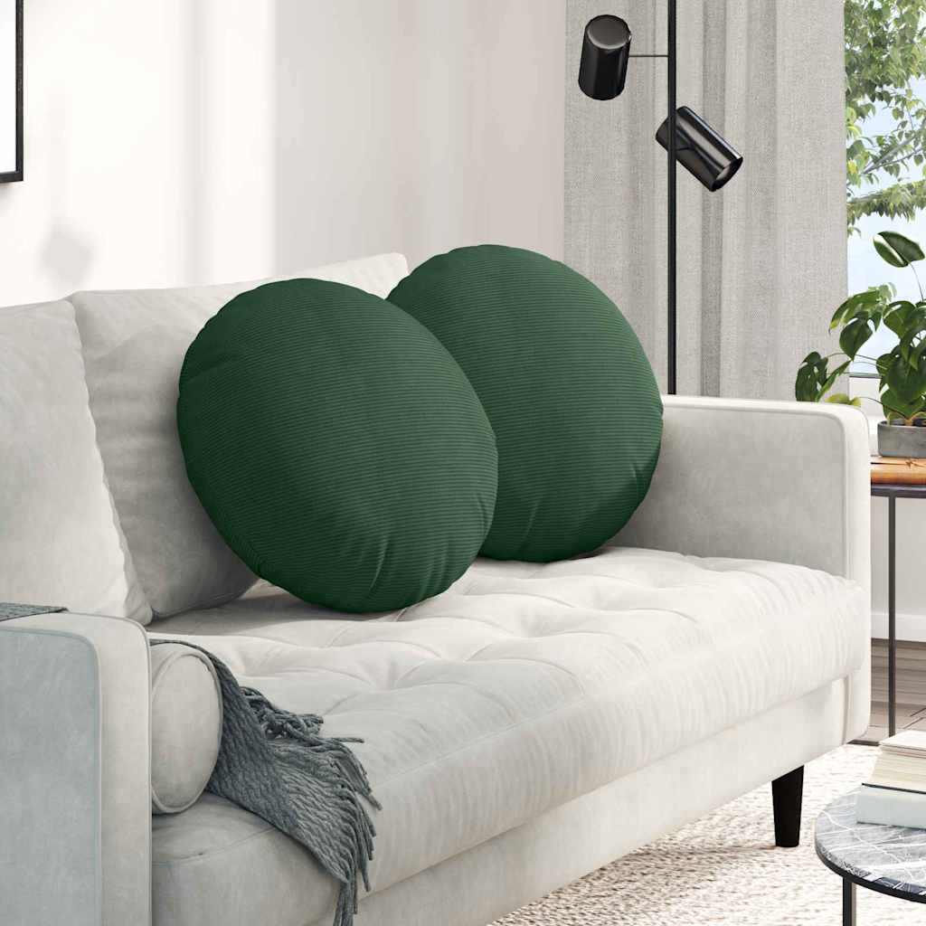 Sitzkissen 2 pcs Dunkelgrün Ø 50 cm Cordstoff