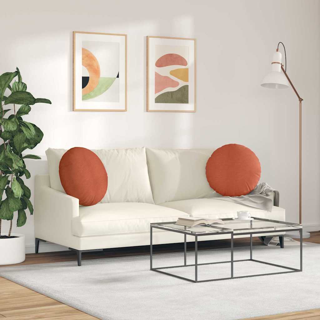 Sitzkissen 2 pcs Rot-Orange Ø 50 cm Cordstoff