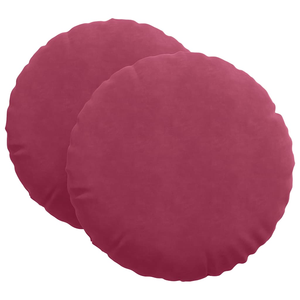 Seat Cushions 2 Pieces Wine Red Ø 60 x 21 cm Velvet