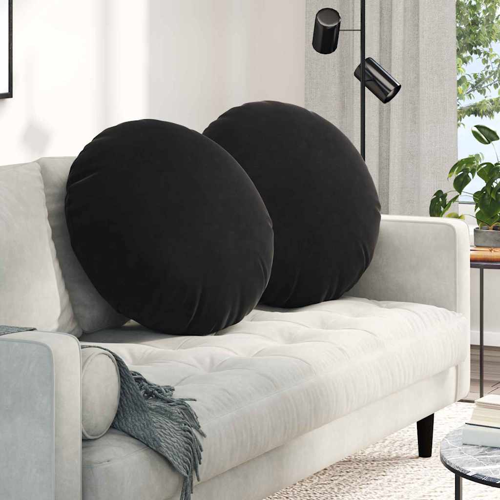 Coussins de sol 2 pièces noirs Ø 60 x 21 cm velours