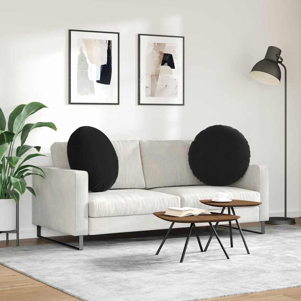 Coussins de sol 2 pièces noirs Ø 60 x 21 cm velours
