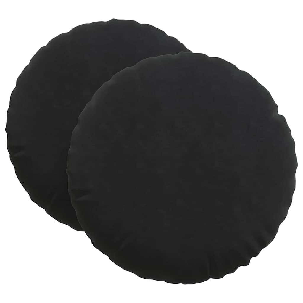 Coussins de sol 2 pièces noirs Ø 60 x 21 cm velours