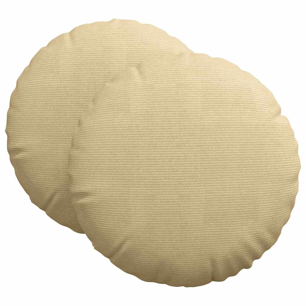 Coussins de chaise 2 pcs Gris-Vert Ø 60 cm Velours côtelé
