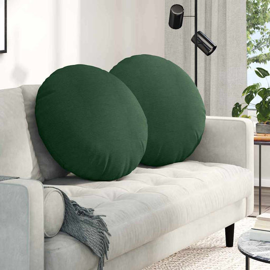 Sitzkissen 2 pcs Dunkelgrün Ø 60 cm Cordstoff