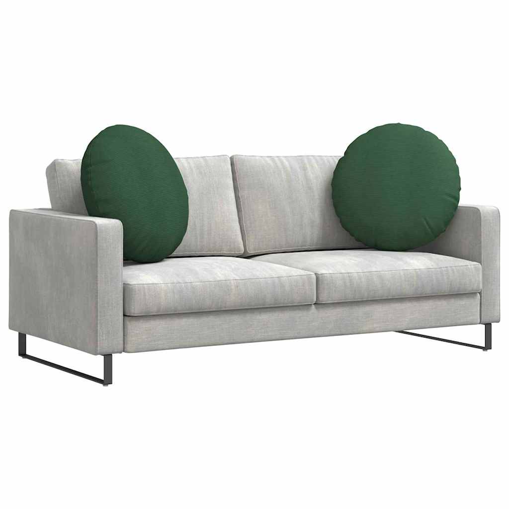 Seat Cushions 2 pcs Dark Green Ø 60 cm Corduroy
