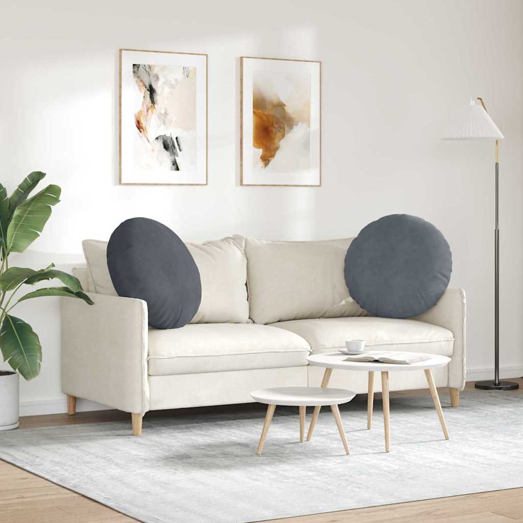 Seat Cushions 2 Pieces Dark Gray Ø 80 x 29 cm Velvet