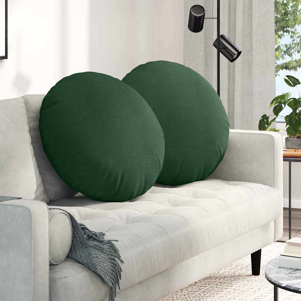 Seat cushions 2 pcs Dark green Ø 80 cm Corduroy