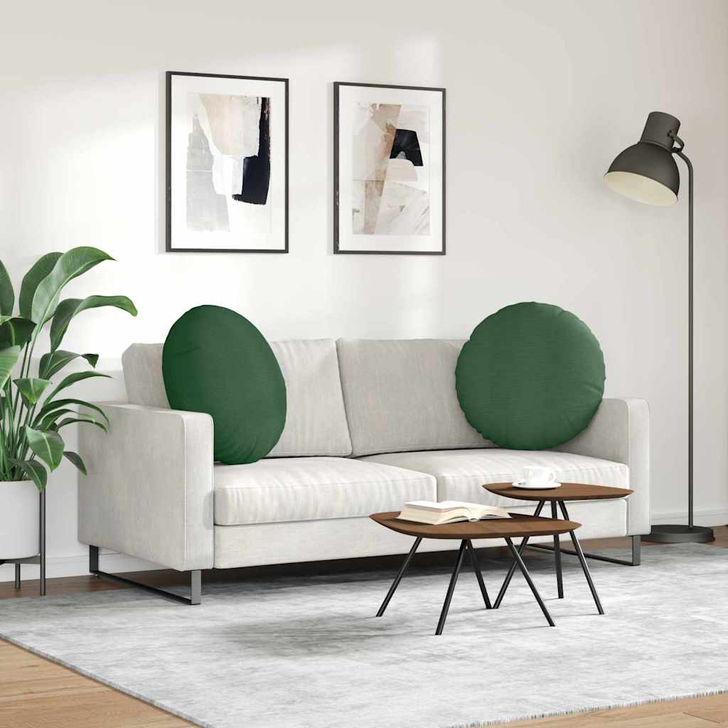 Seat cushions 2 pcs Dark green Ø 80 cm Corduroy