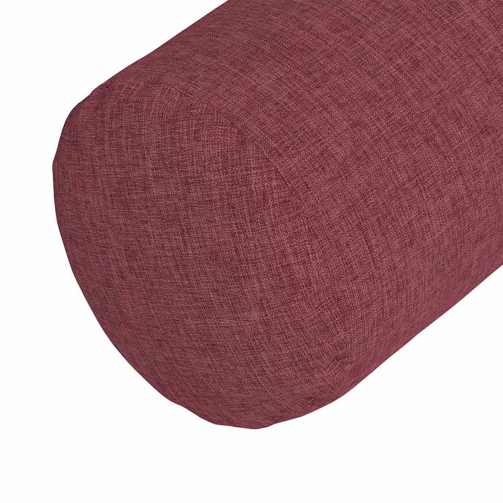 Coussins traversins 2 pièces bordeaux Ø 15 x 40 cm tissu