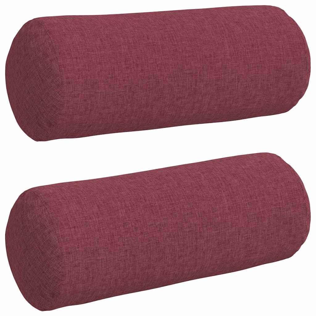 Coussins traversins 2 pièces bordeaux Ø 15 x 40 cm tissu