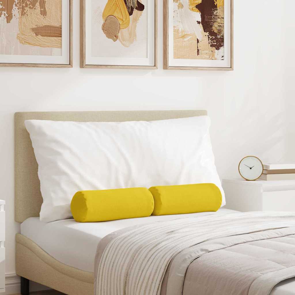 Traversins 2 pièces Jaune clair Ø 15 x 40 cm Tissu
