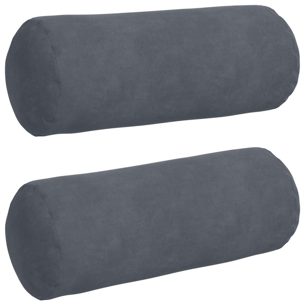 Traversin 2 pièces gris foncé Ø 15 x 40 cm en velours côtelé