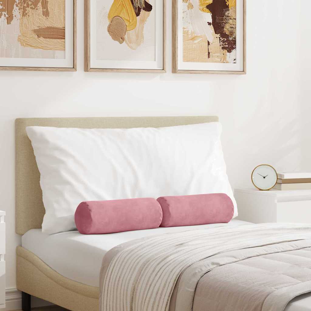 Bolster Cushions 2 Pieces Pink Ø 15 x 40 cm Corduroy Fabric