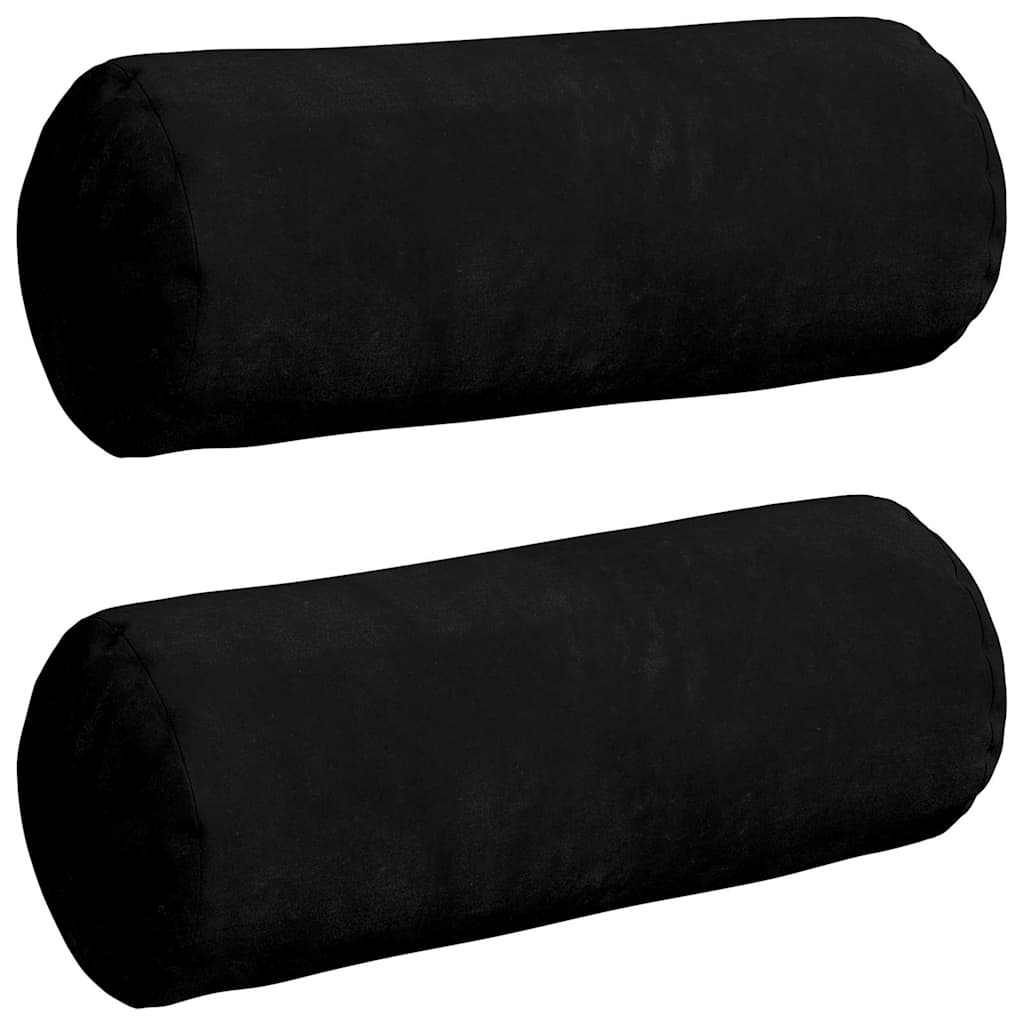 Bolster Cushions 2 Pieces Black Ø 15 x 40 cm Microfiber Fabric