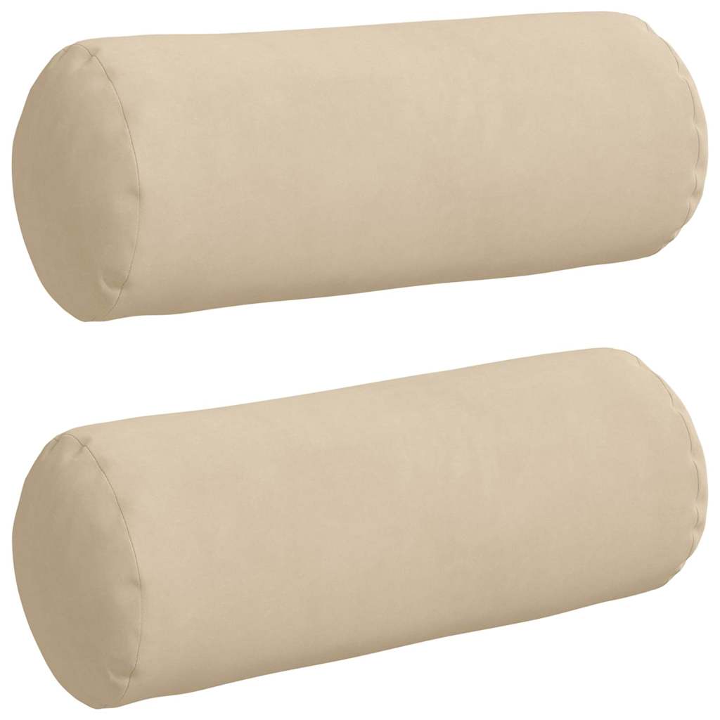Traversins 2 pièces crème Ø 15 x 40 cm tissu microfibre
