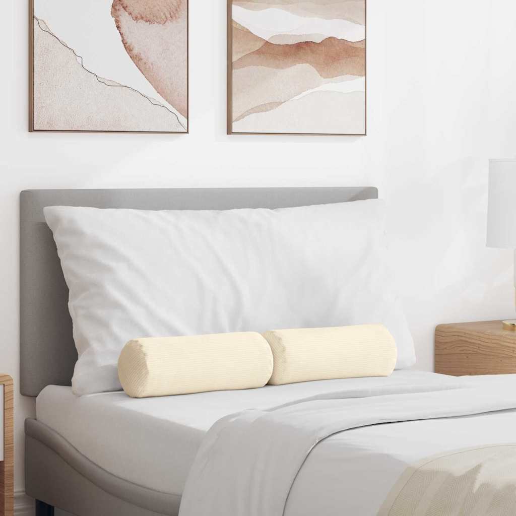 Traversin 2 pièces Crème Ø 15 x 40 cm Tissu côtelé