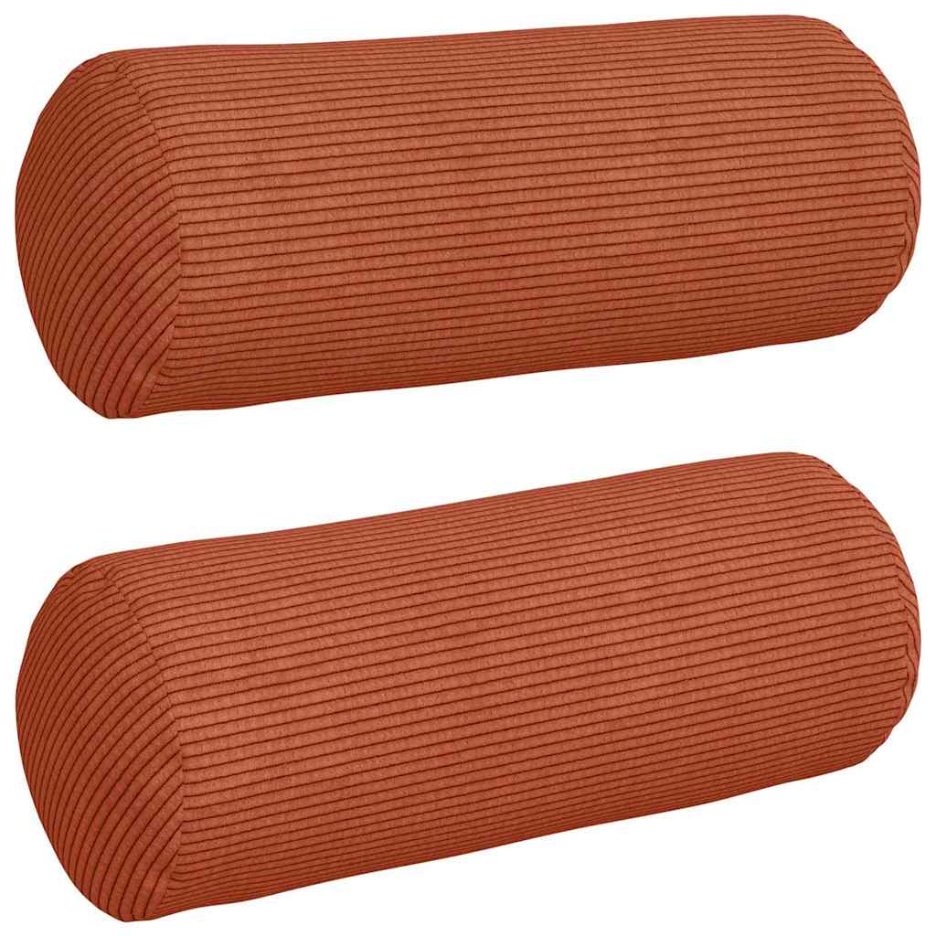Bolster Cushions 2 Pieces Red-Orange Ø 15 x 40 cm Corduroy Fabric