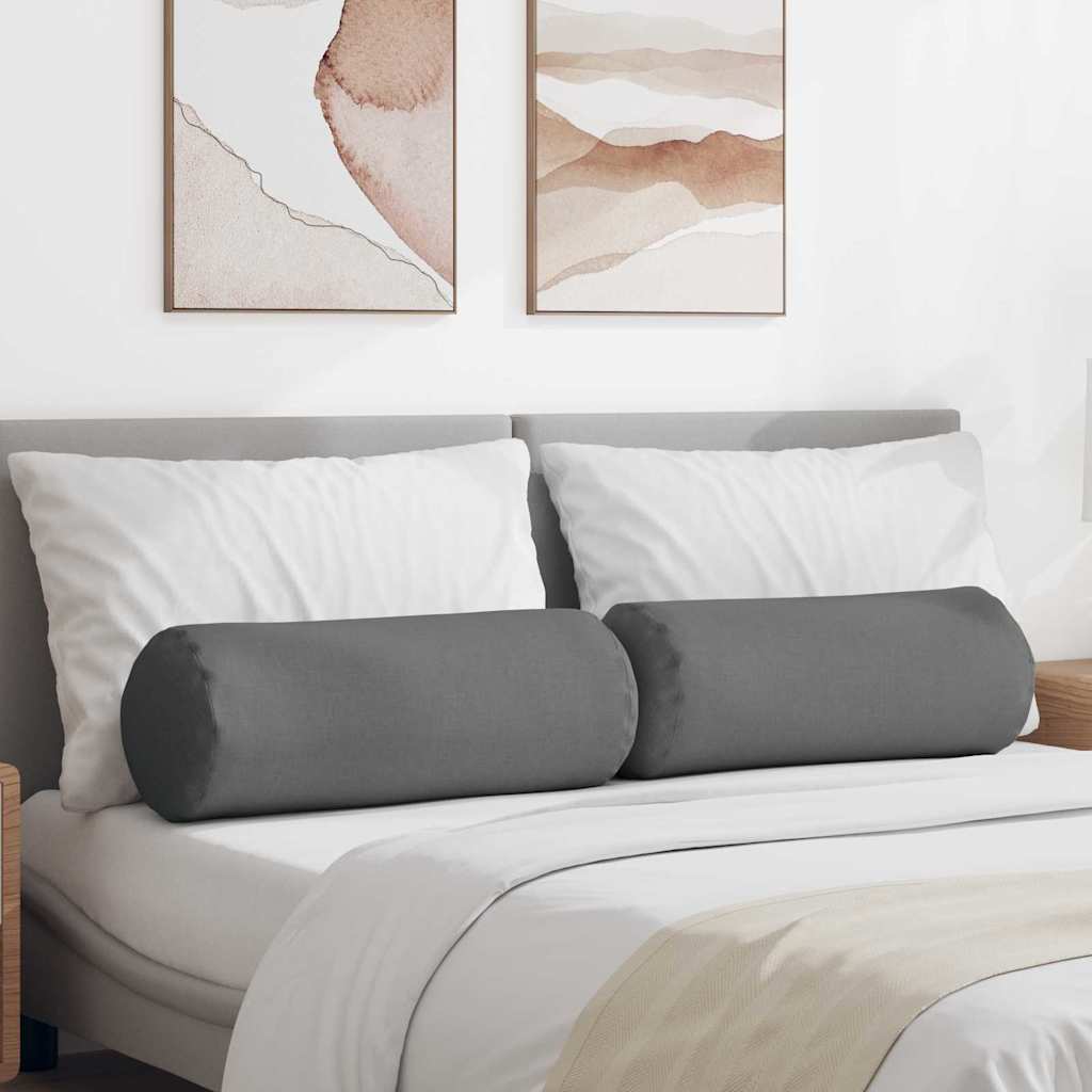 Traversins 2 pièces gris foncé Ø 25 x 70 cm Tissu