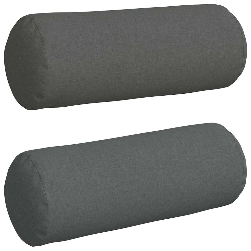 Traversins 2 pièces gris foncé Ø 25 x 70 cm Tissu