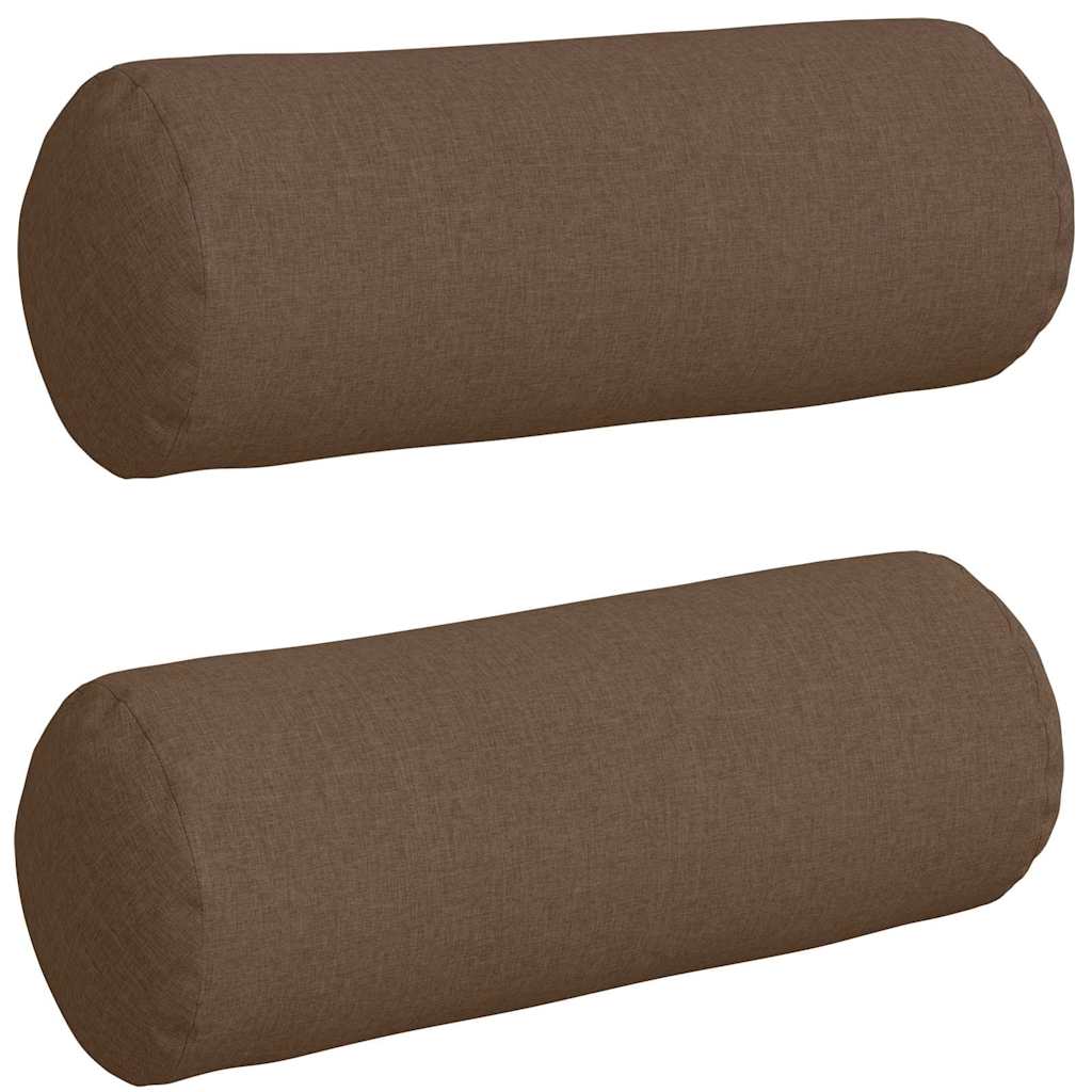 Traversin 2 pièces marron Ø 25 x 70 cm tissu