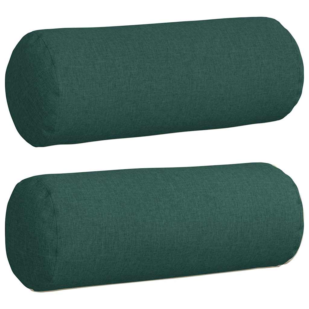 Bolster Cushions 2 Pieces Dark Green Ø 25 x 70 cm Fabric