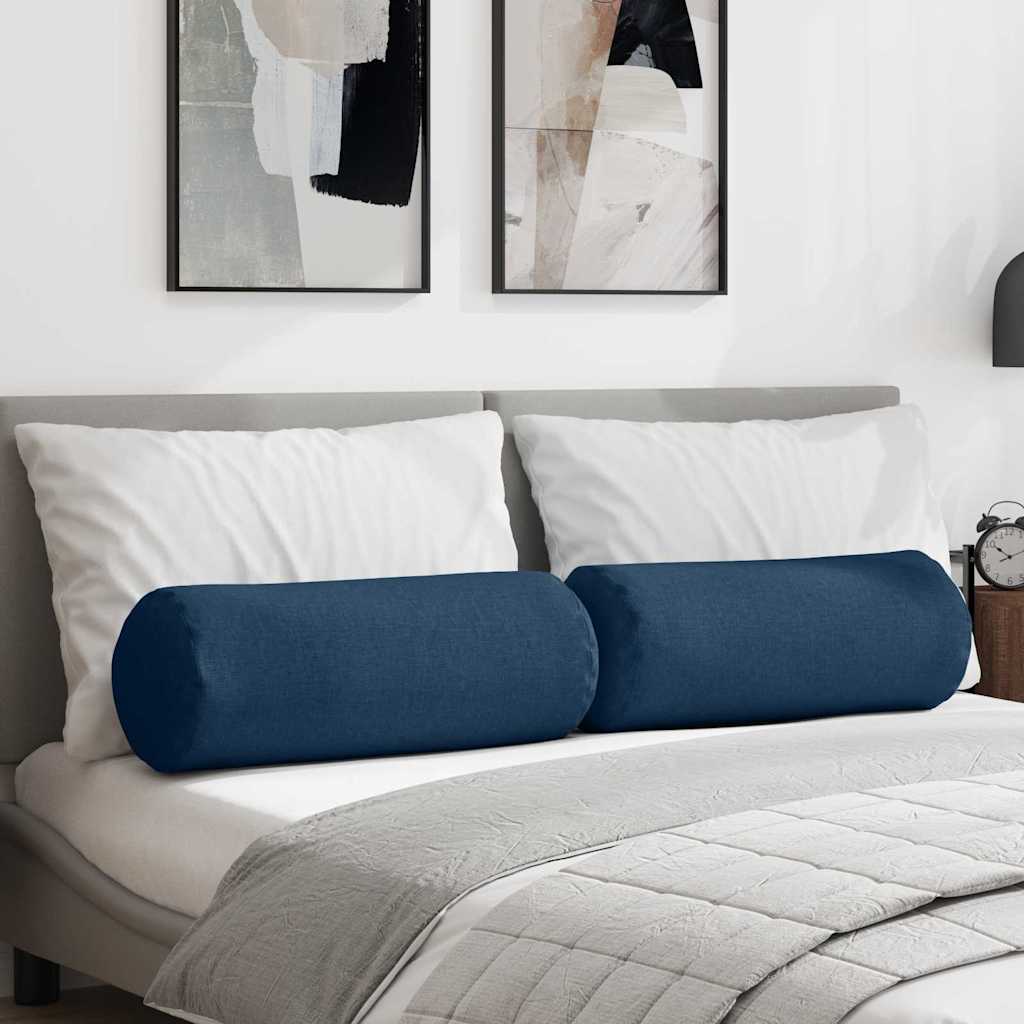 Traversins 2 pièces Bleu Ø 25 x 70 cm Tissu