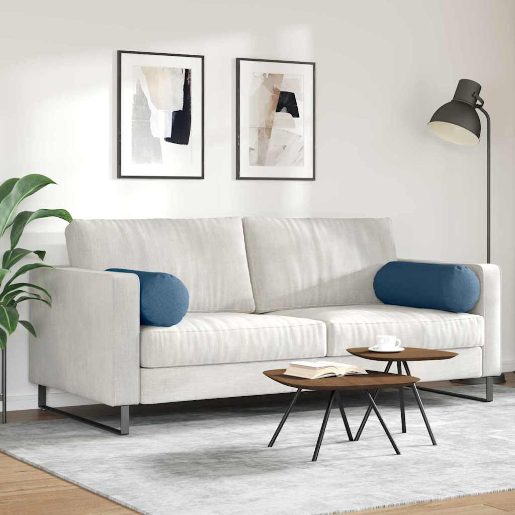 Traversins 2 pièces Bleu Ø 25 x 70 cm Tissu