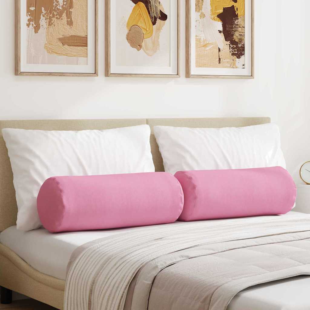 Bolsterkissen 2 Stück Rosa Ø 25 x 70 cm Stoff
